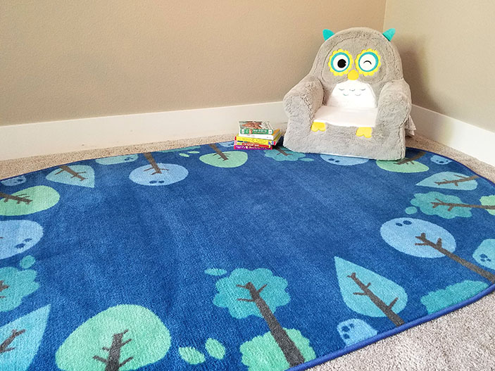 KIDSoft™ Tranquil Trees Rug Oval - Blue - Carpets For Kids